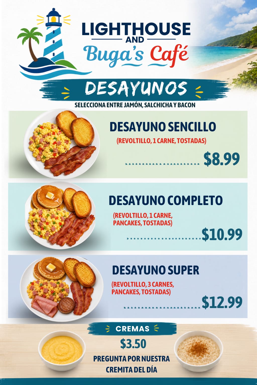 Breakfast items at Buga's Café
